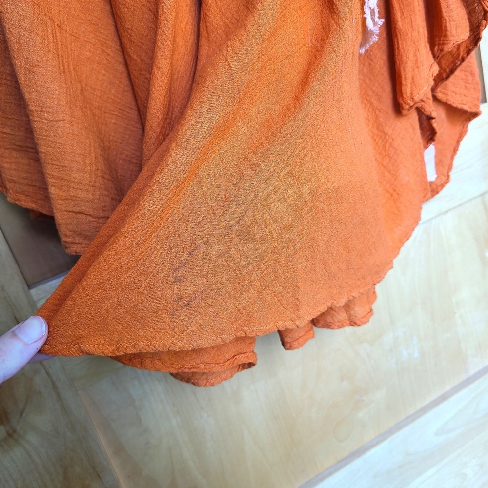 Unbranded 100% Cotton Large Orange Sleeveless Midi Boho Flowy Dress Festival L - Picture 7 of 9